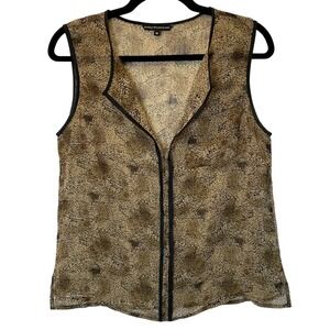 W118 by Walter Baker Women's Medium Sheer Leopard Cheetah Print Tank Top Blouse